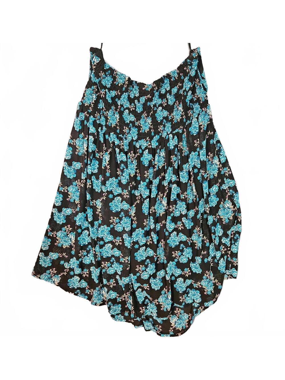 Torrid Top Boho Flowy Tube Top Size 5 5XL Black Blue Floral Plus Strapless